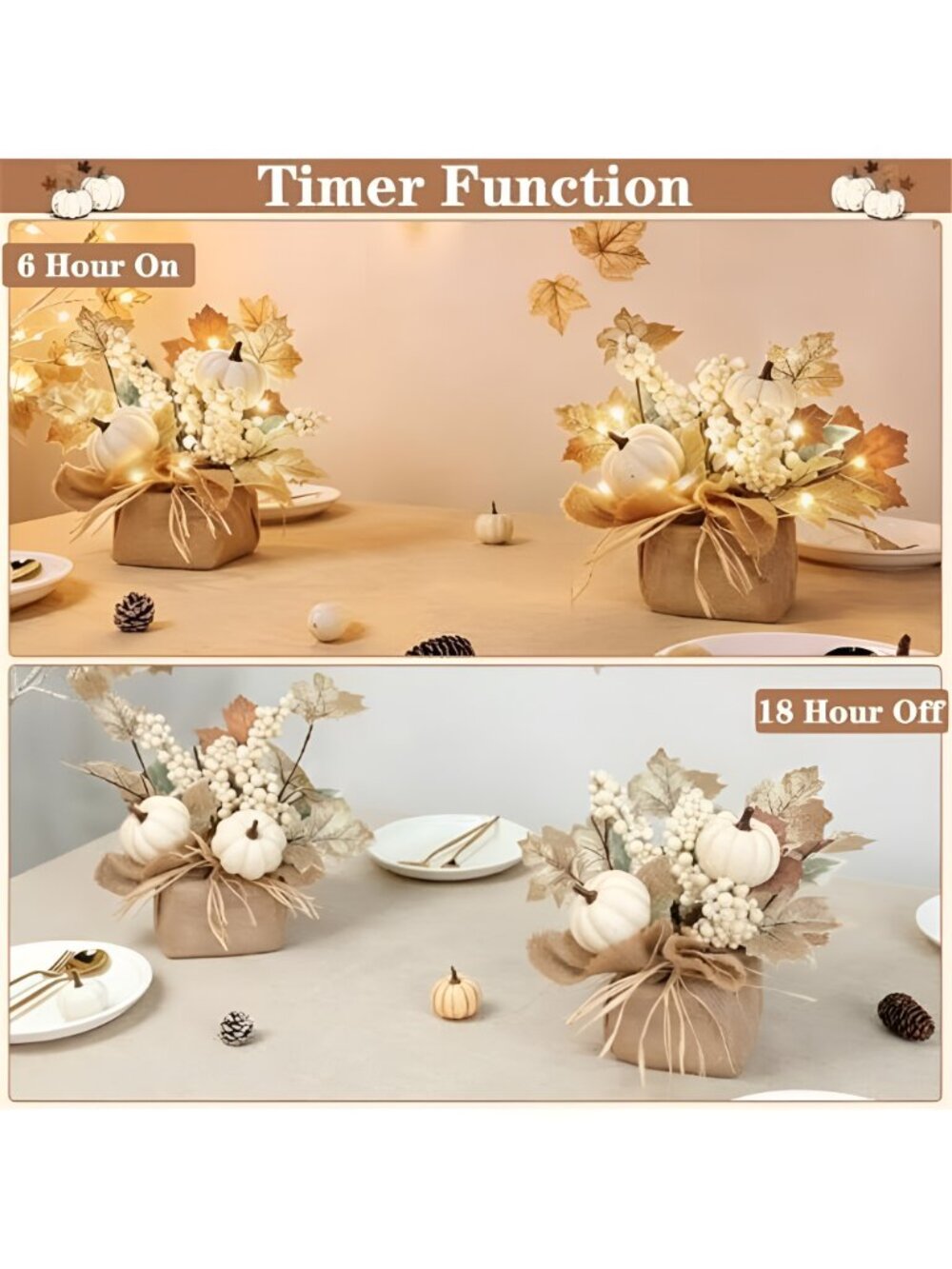 Timer - 2 Pack Fall Tabletop Maple Tree with 20LEDs - Picture 3 of 6